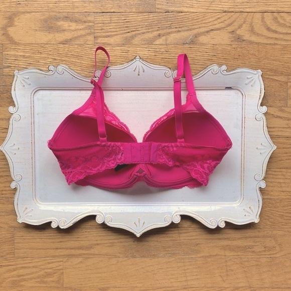 Natori Feathers Plunge Bra Size 32DD Hot Pink - Picture 3 of 7